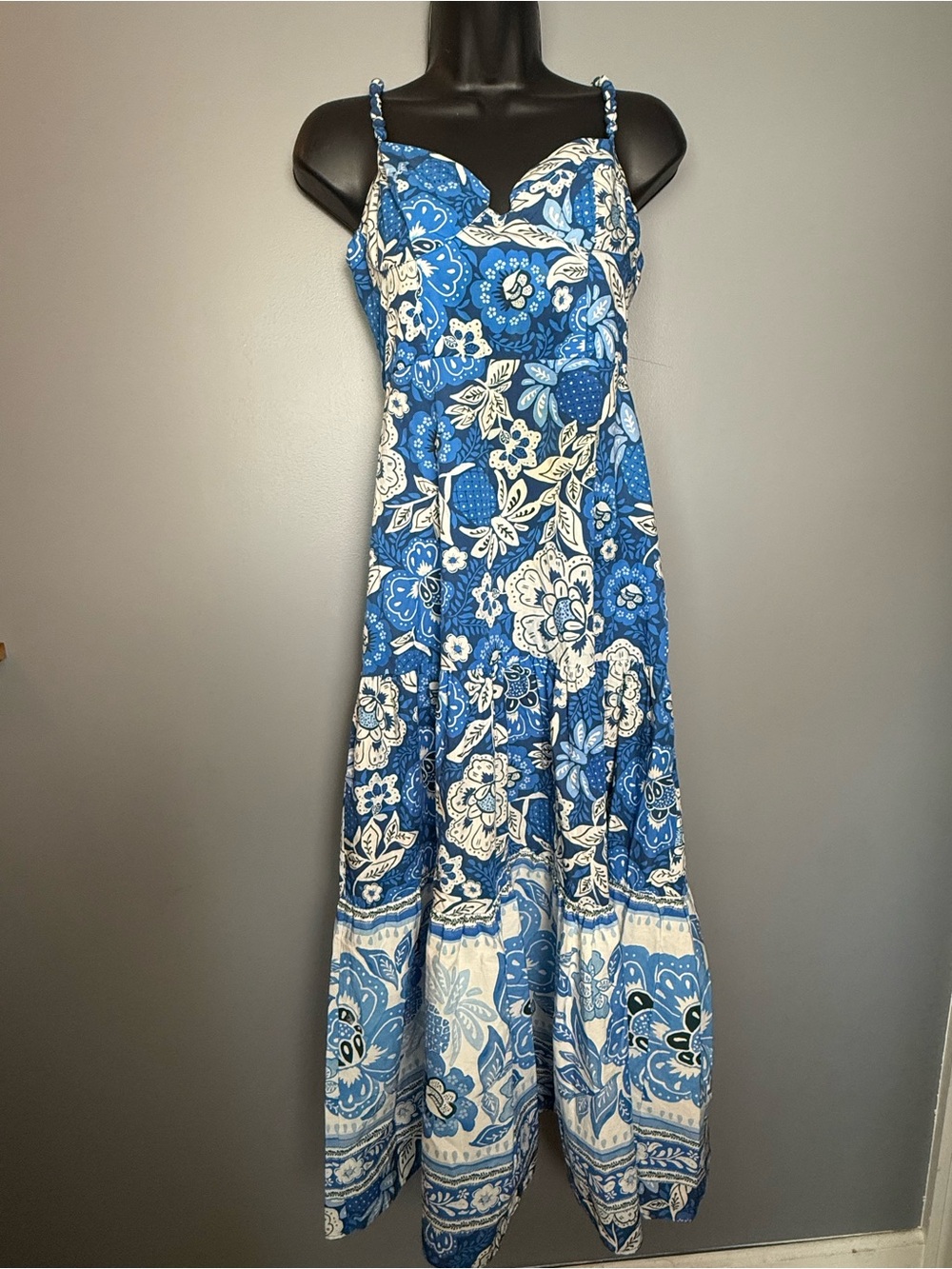 Farm Rio Blue Full of Flowers Maxi Dress Womens Sz S
